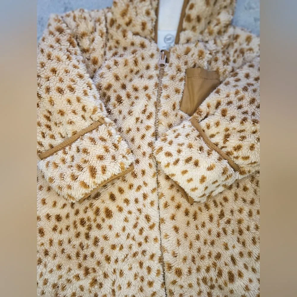 Infant Wonder Nation Cheetah Winter Fleece Body Suit Footie Hand covers Sz 6-9M